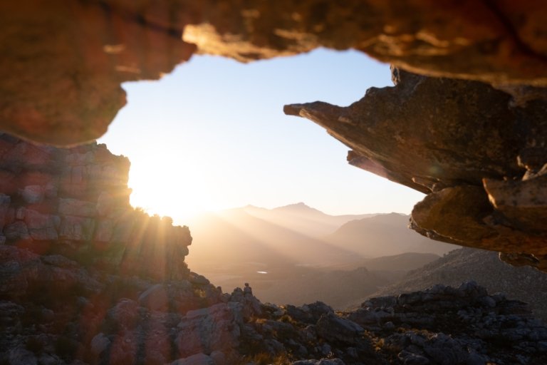 Aussichtspunkt bei den Cederbergen bei Sonnenuntergang