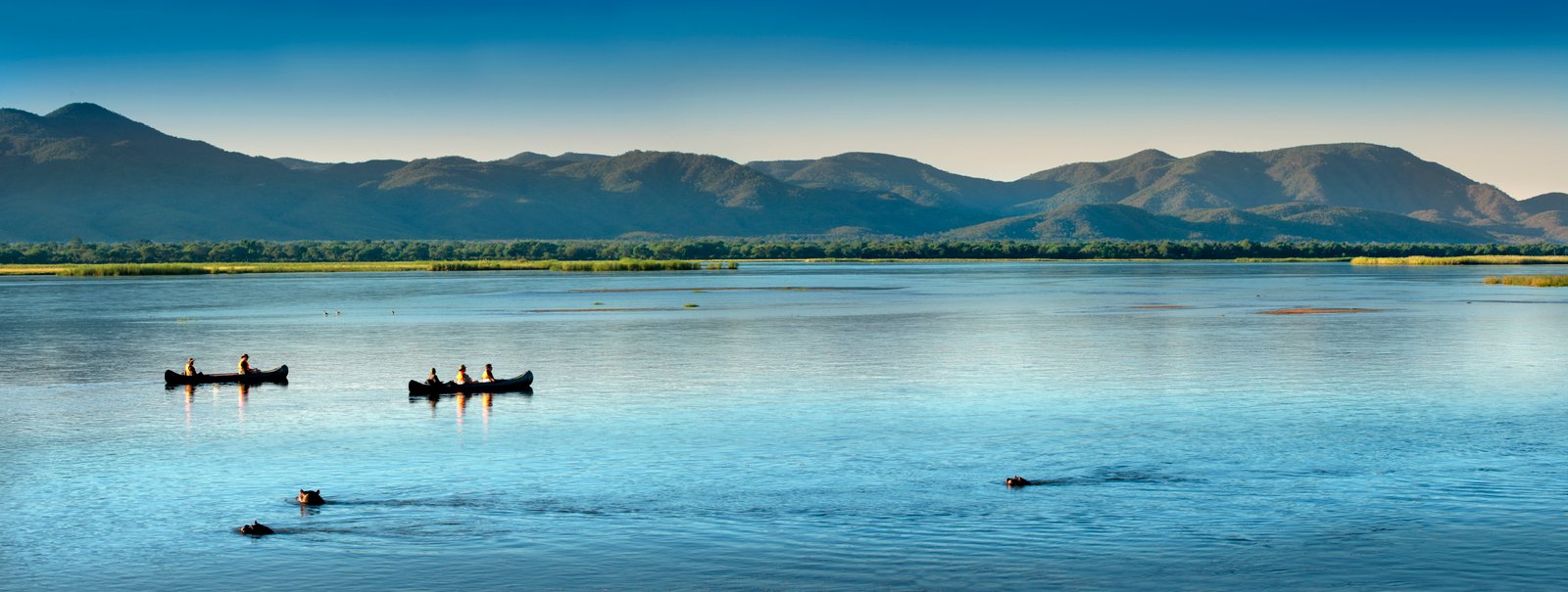 Nyamatusi African Bush Camps Kanufahrt auf Fluss mit Hippos