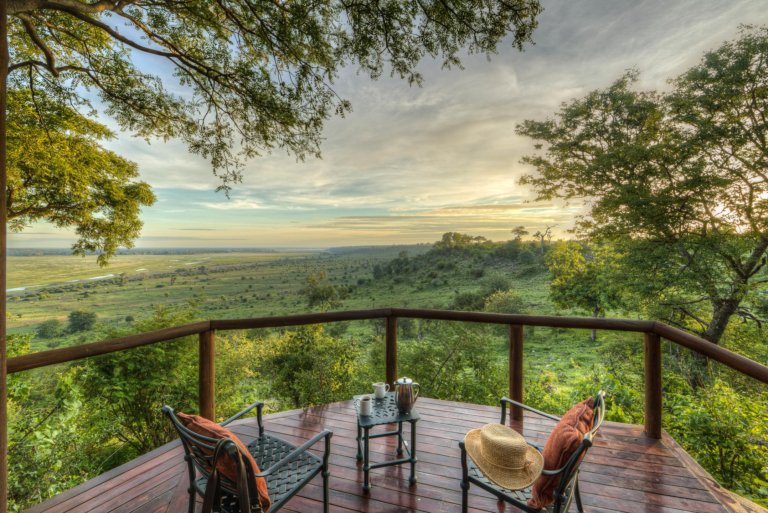 Muchenje Safari Lodge Aussicht von Veranda der Lodge auf den Chobe Nationalpark